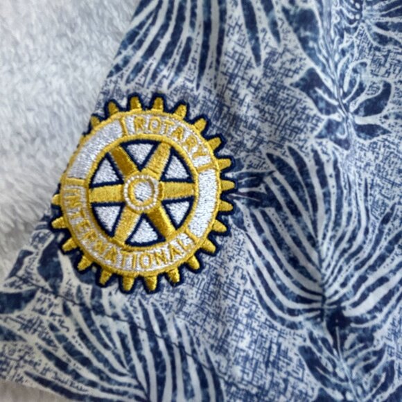 Tori Richard Honolulu Mens Leaf Hawaiian Shirt 2XL Cotton Lawn Rotary Intl Logo - Picture 4 of 7